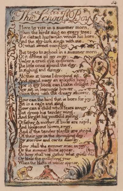 Lieder der Unschuld und der Erfahrung, Platte 54, Der Schuljunge (Bentley 53) von William Blake